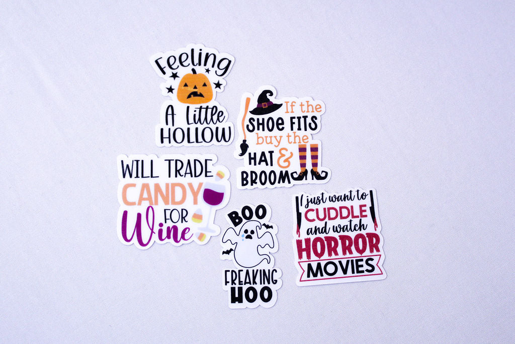 5-Pack, 3-Inch Coping Halloween Stickers - Water Resistant, Vinyl