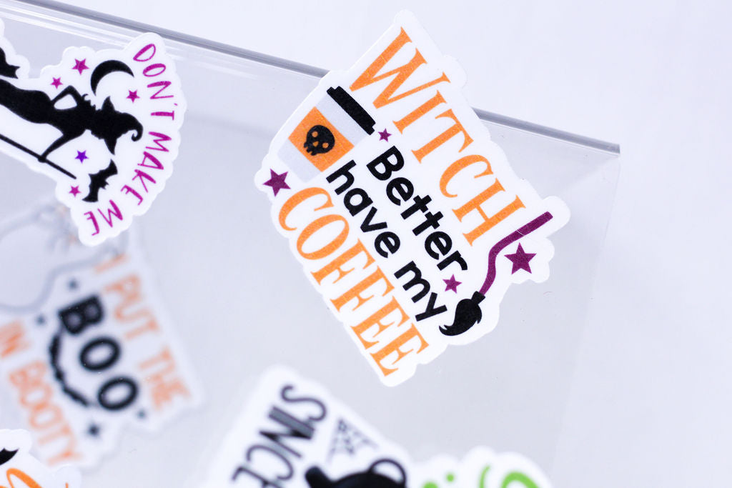 5-Pack, 3-Inch Sassy Halloween Stickers - Water Resistant, Vinyl