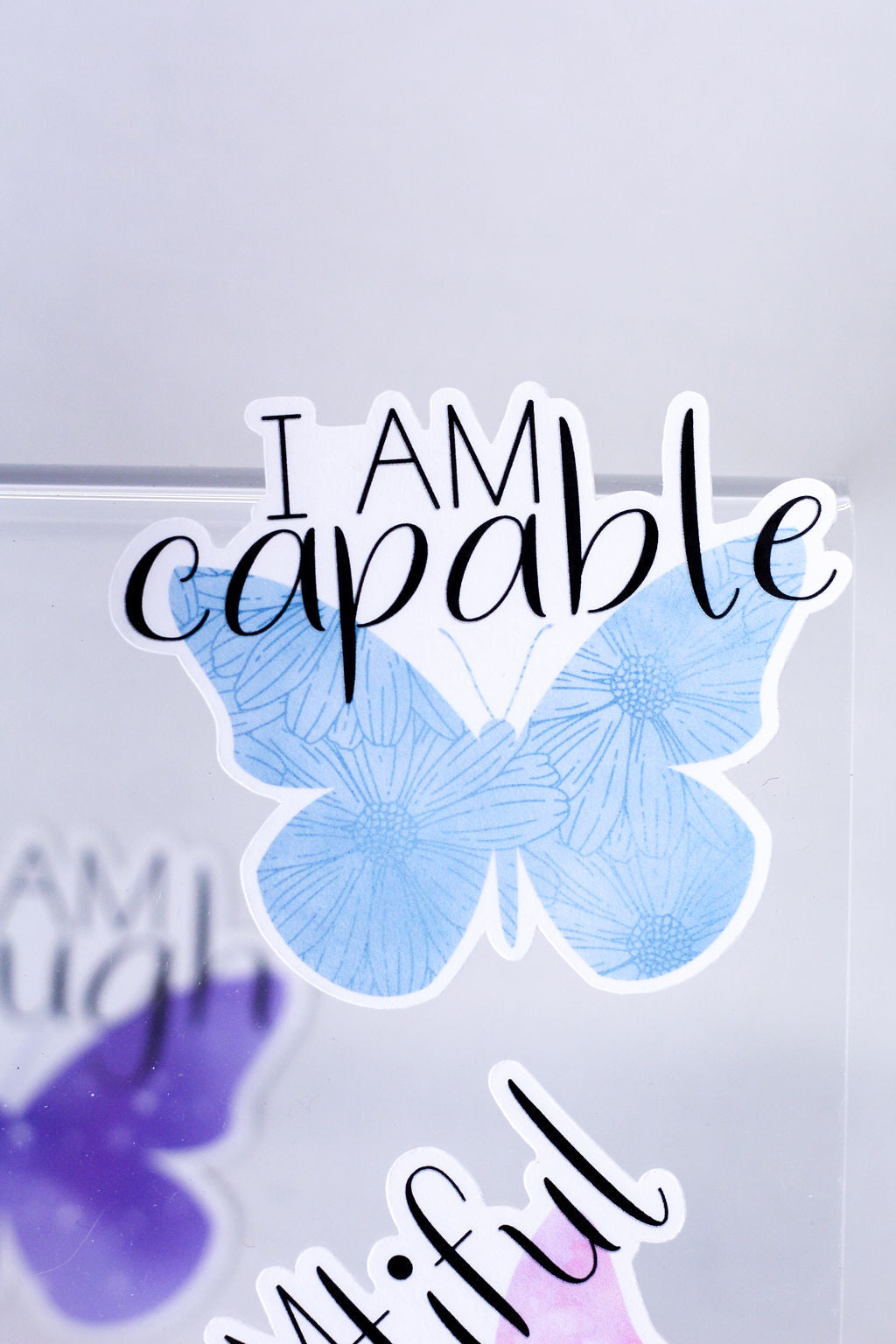 5-Pack, 3-Inch Affirmation, Butterfly Stickers - Water Resistant, Vinyl