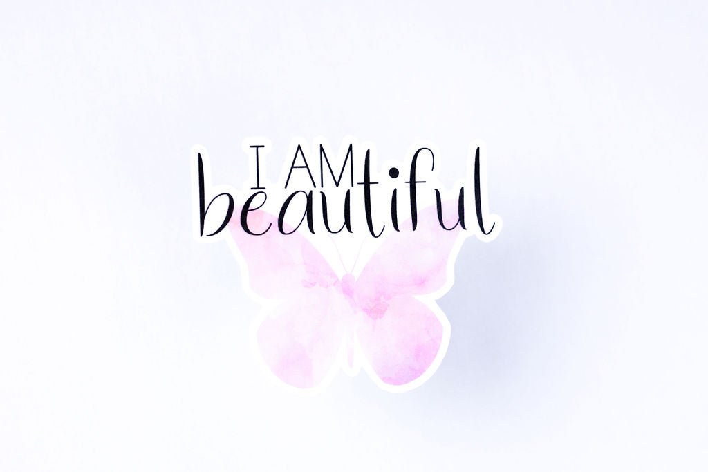 5-Pack, 3-Inch Affirmation, Butterfly Stickers - Water Resistant, Vinyl