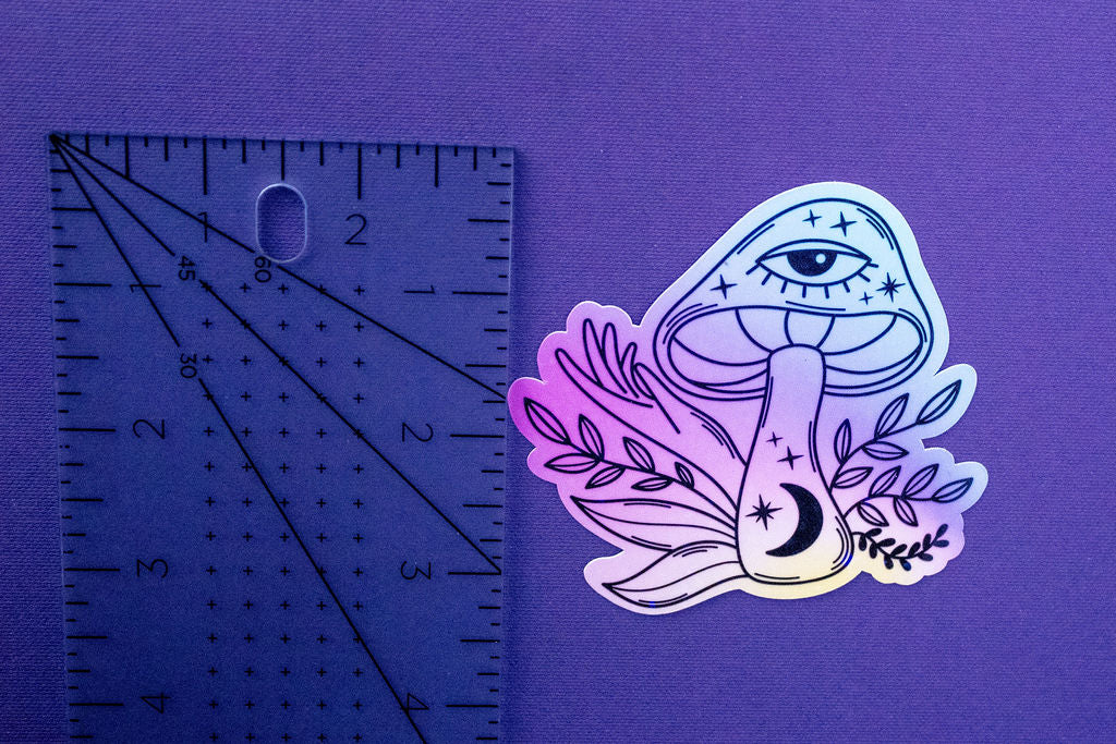 3-Inch Holographic Magical Mushroom Water Resistant Vinyl Sticker v1