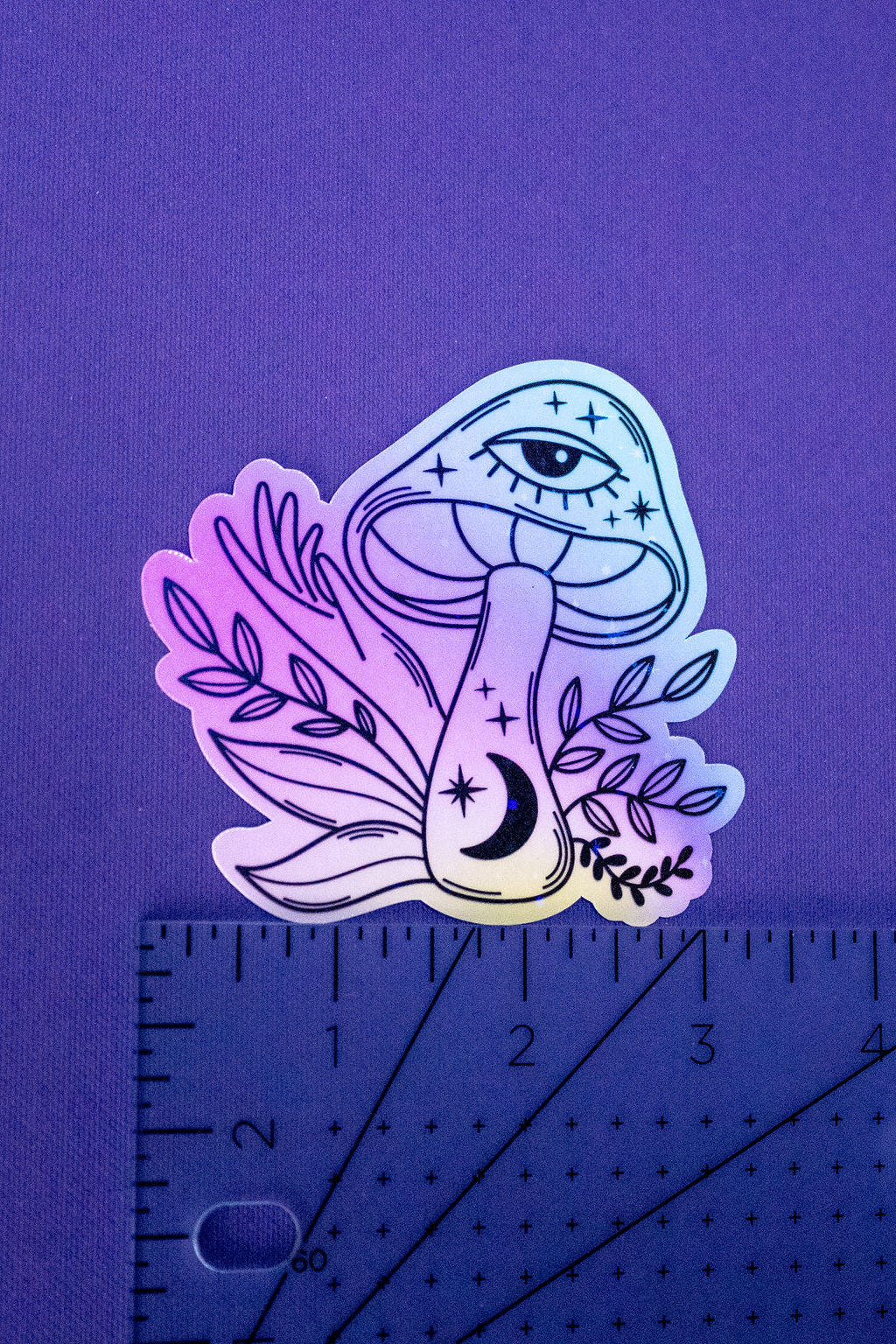 3-Inch Holographic Magical Mushroom Water Resistant Vinyl Sticker v1