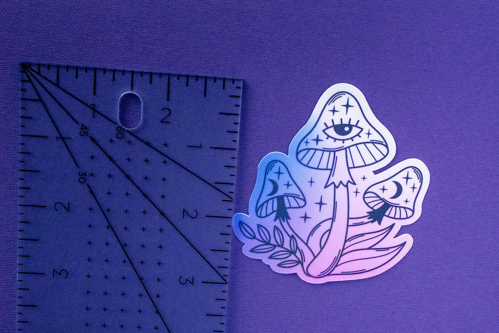 3-Inch Holographic Magical Mushroom Water Resistant Vinyl Sticker v3