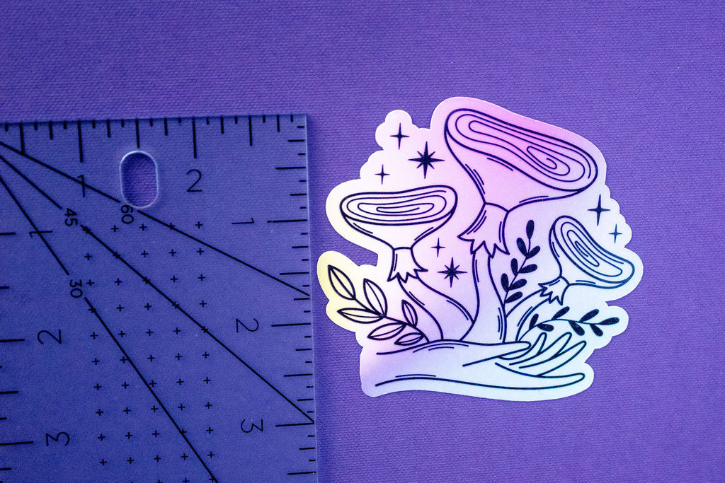 3-Inch Holographic Magical Mushroom Water Resistant Vinyl Sticker v4