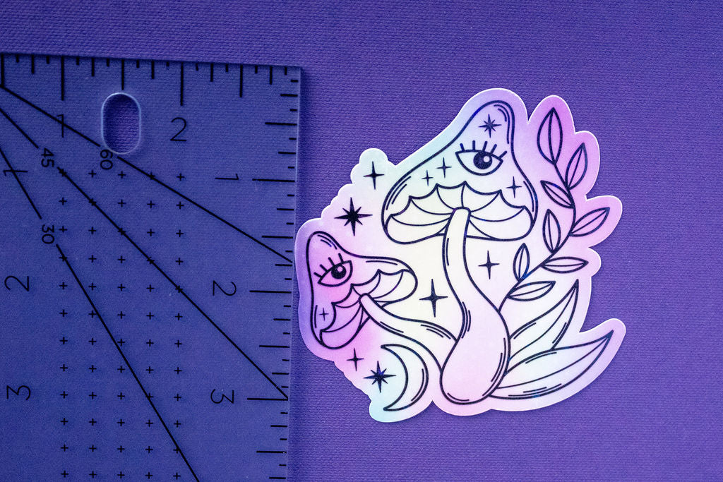 3-Inch Holographic Magical Mushroom Water Resistant Vinyl Sticker v5