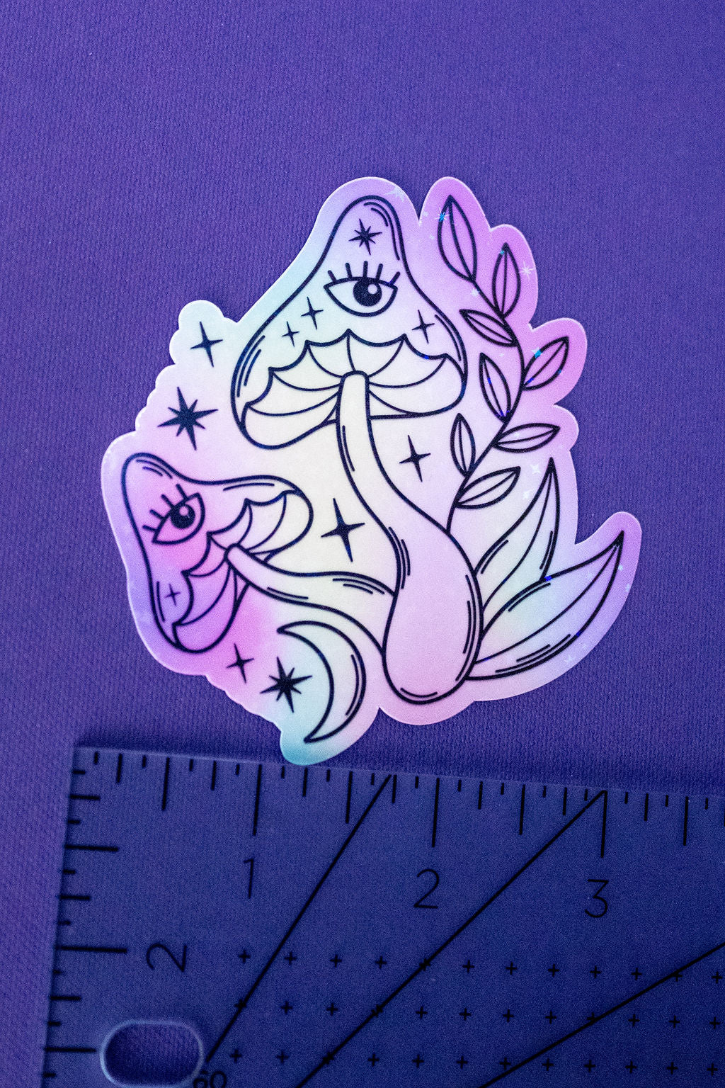 3-Inch Holographic Magical Mushroom Water Resistant Vinyl Sticker v5