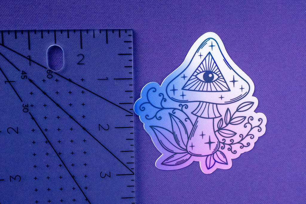 3-Inch Holographic Magical Mushroom Water Resistant Vinyl Sticker v6