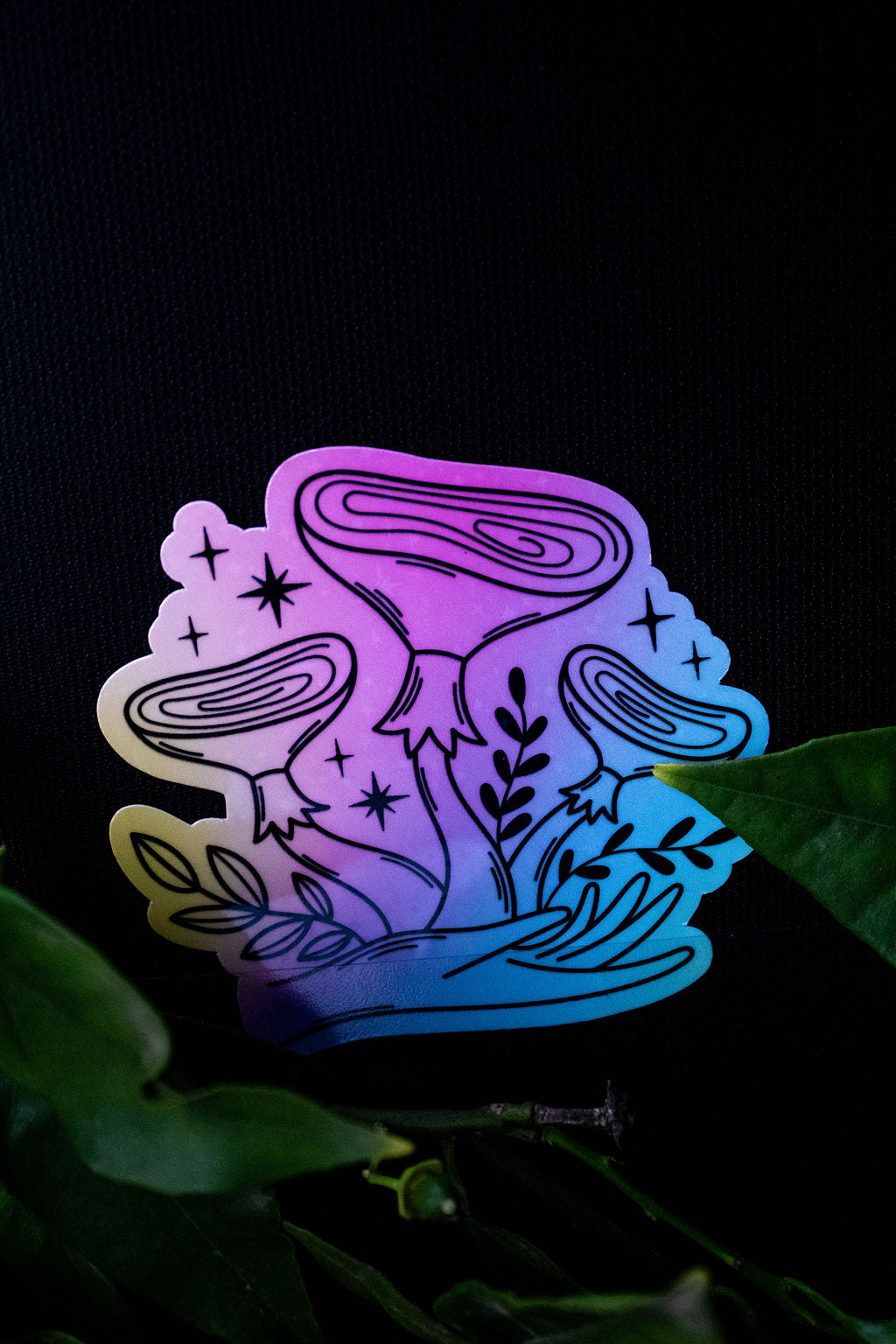 3-Inch Holographic Magical Mushroom Water Resistant Vinyl Sticker v4