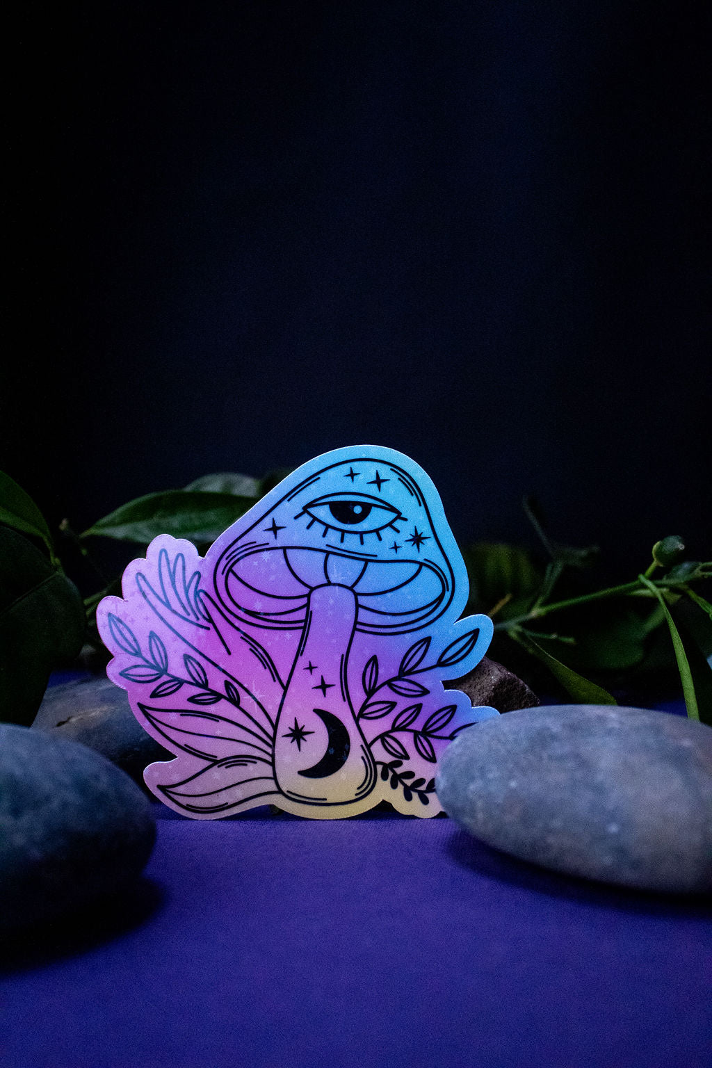 3-Inch Holographic Magical Mushroom Water Resistant Vinyl Sticker v1