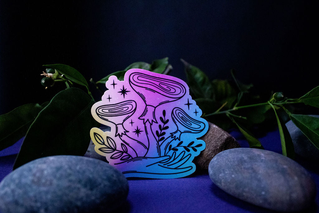3-Inch Holographic Magical Mushroom Water Resistant Vinyl Sticker v4