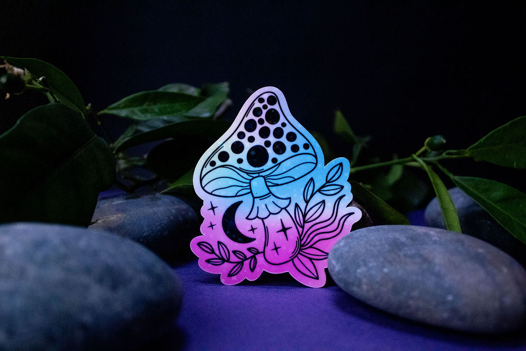 3-Inch Holographic Magical Mushroom Water Resistant Vinyl Sticker v2