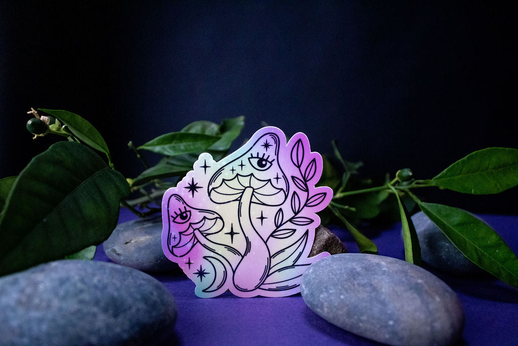 3-Inch Holographic Magical Mushroom Water Resistant Vinyl Sticker v5