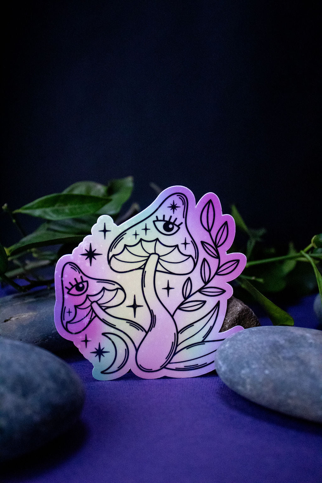 3-Inch Holographic Magical Mushroom Water Resistant Vinyl Sticker v5