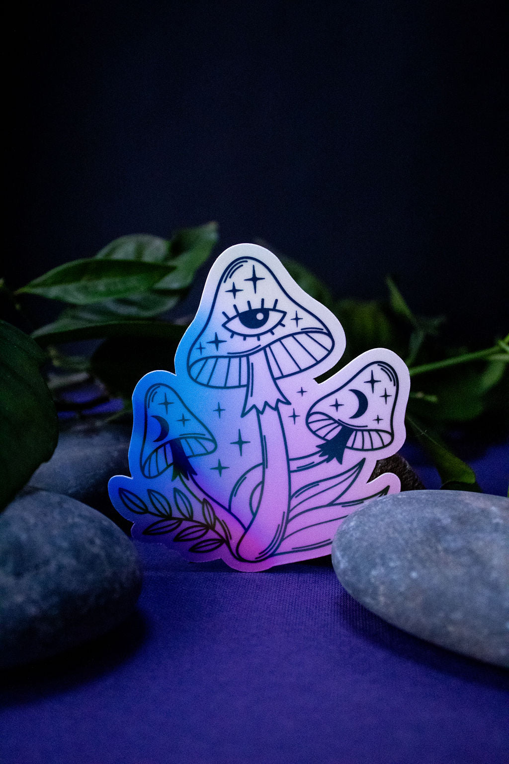 3-Inch Holographic Magical Mushroom Water Resistant Vinyl Sticker v3