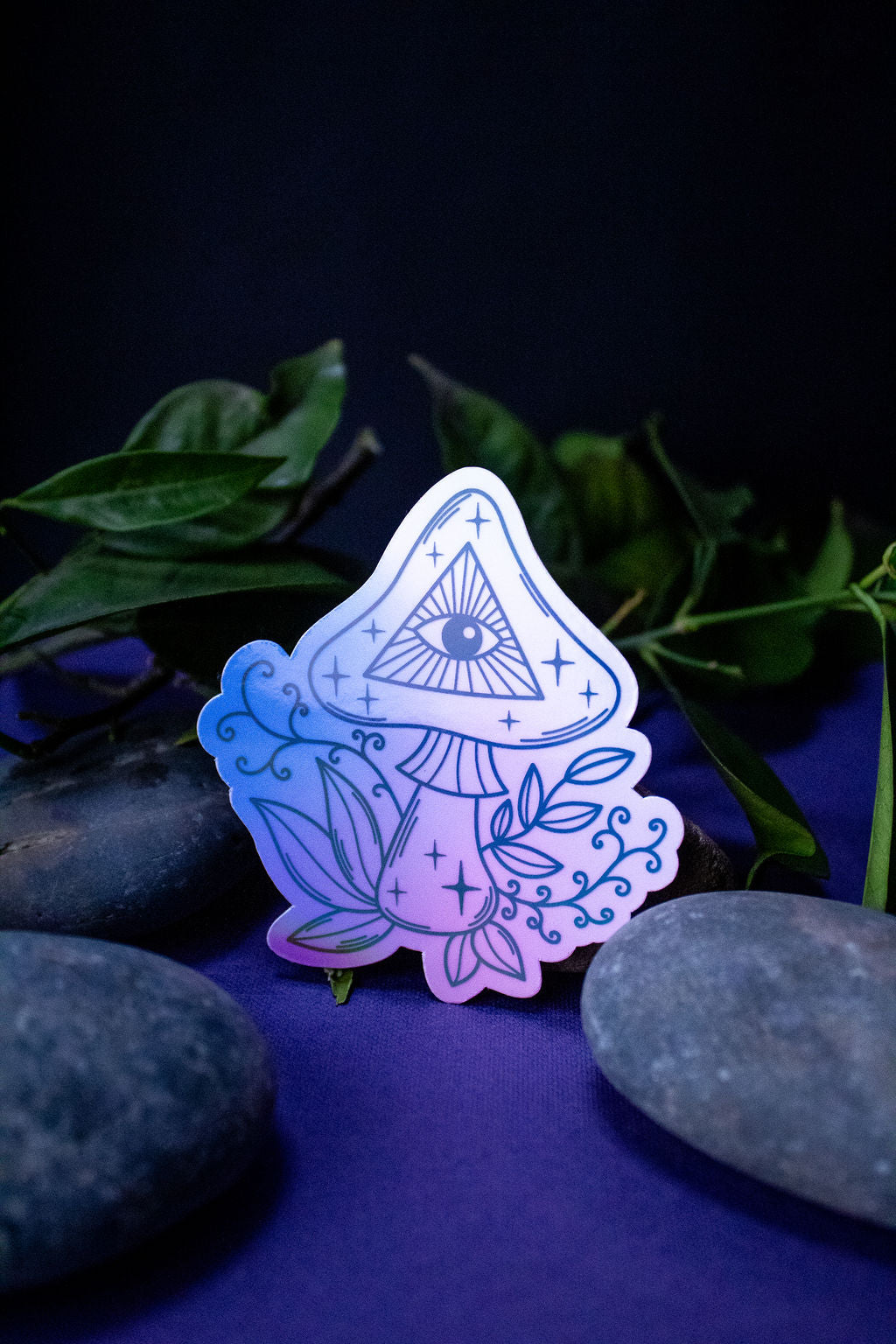 3-Inch Holographic Magical Mushroom Water Resistant Vinyl Sticker v6
