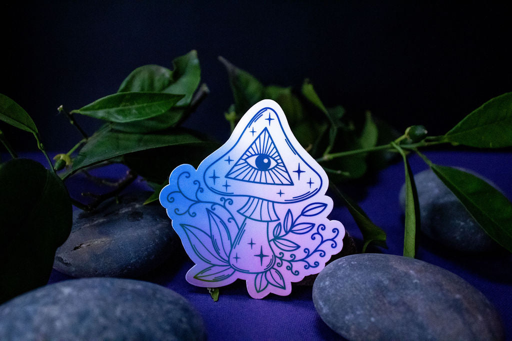 3-Inch Holographic Magical Mushroom Water Resistant Vinyl Sticker v6