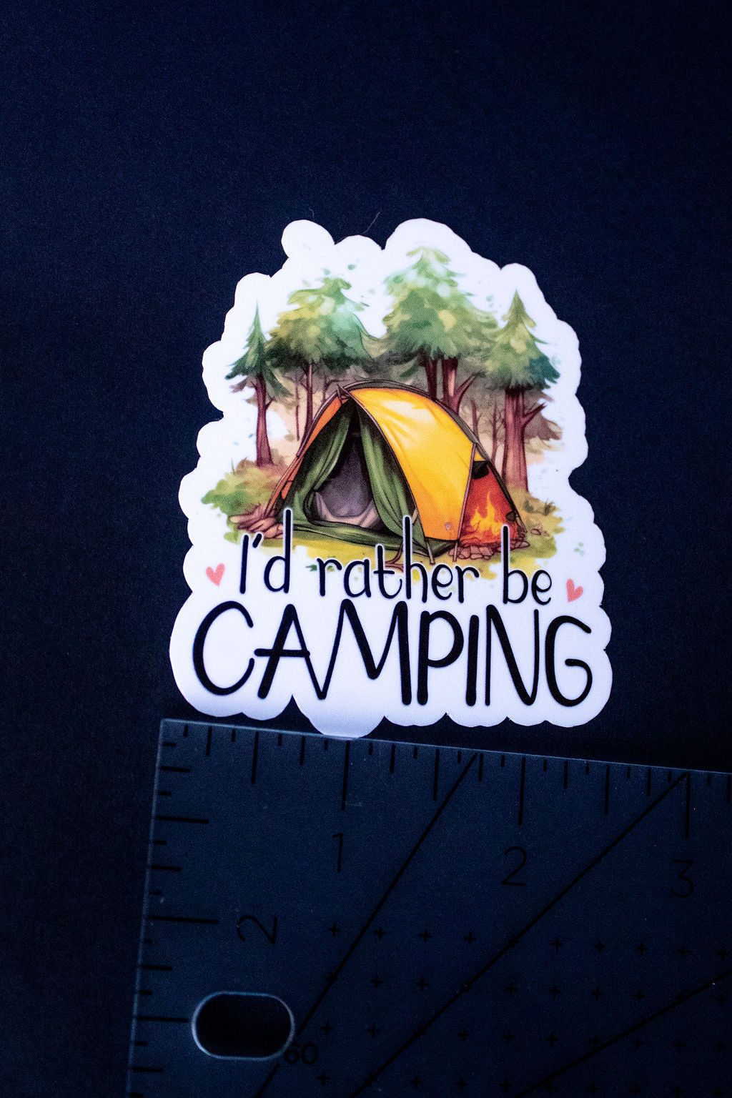 "I'd Rather Be Camping", 3-Inch Camping/Outdoors Stickers - Water Resistant, Vinyl