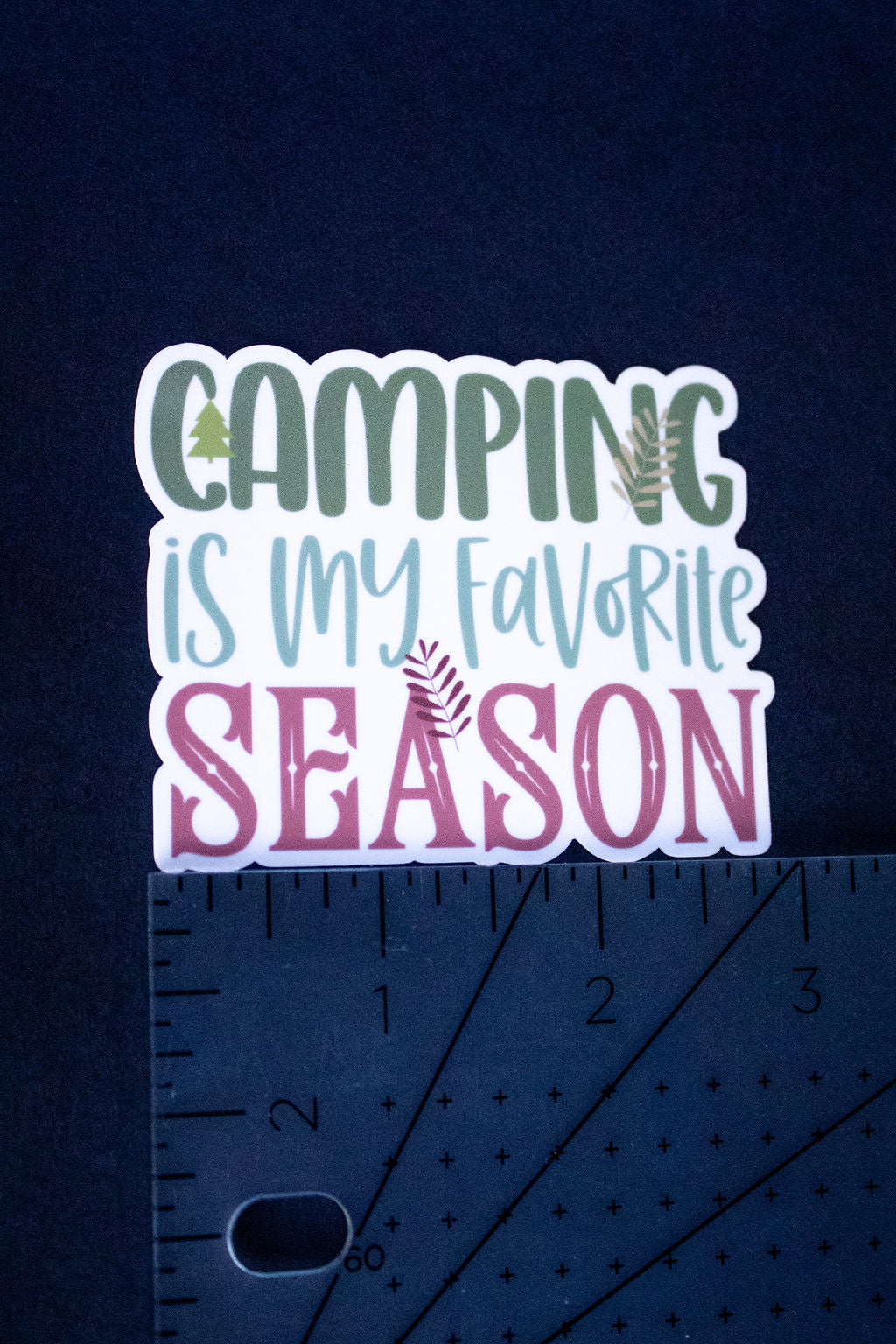 "Camping Is My Favorite Season", 3-Inch Camping/Outdoors Stickers - Water Resistant, Vinyl