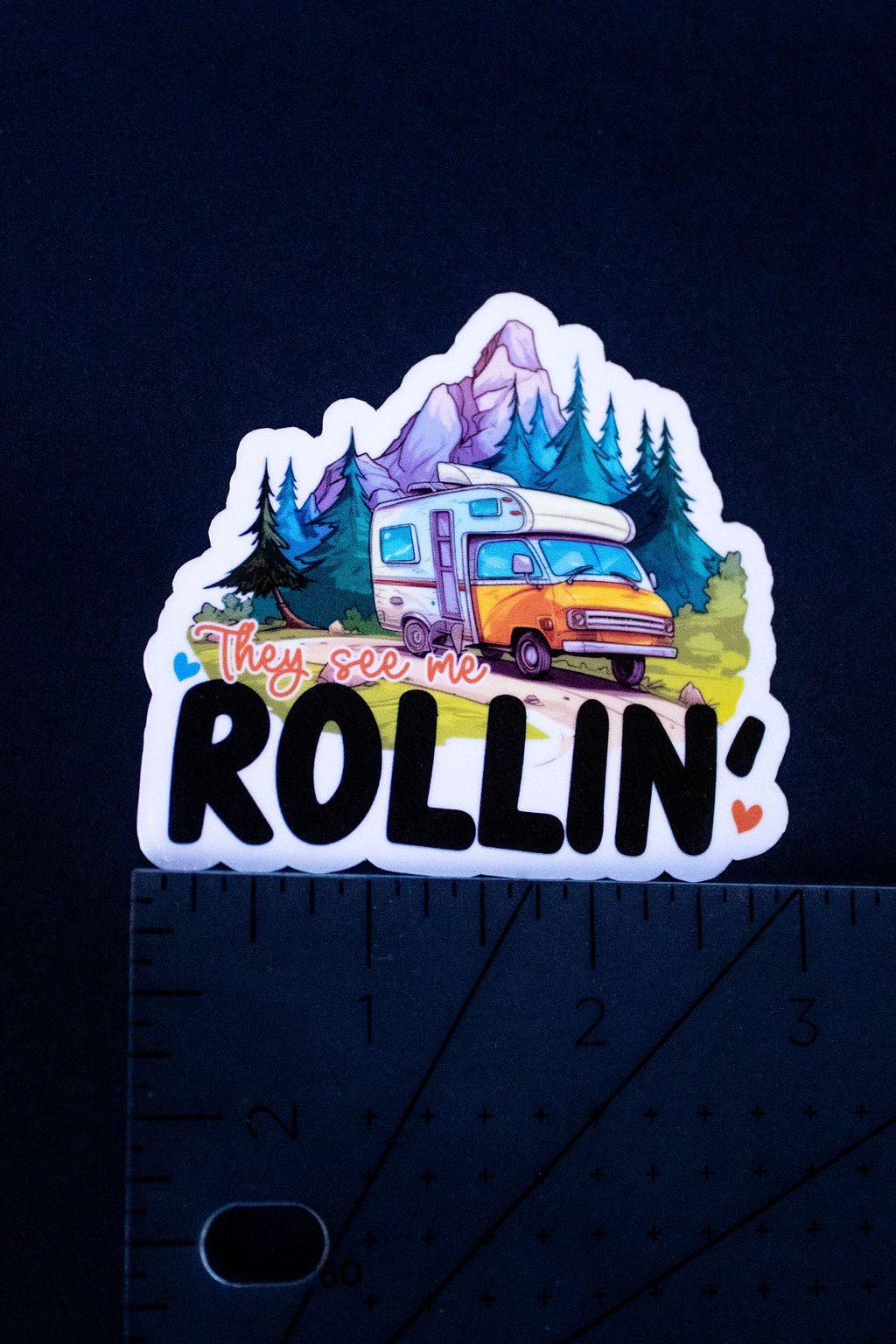 "They See Me Rollin'", 3-Inch Camping/Outdoors Stickers - Water Resistant, Vinyl