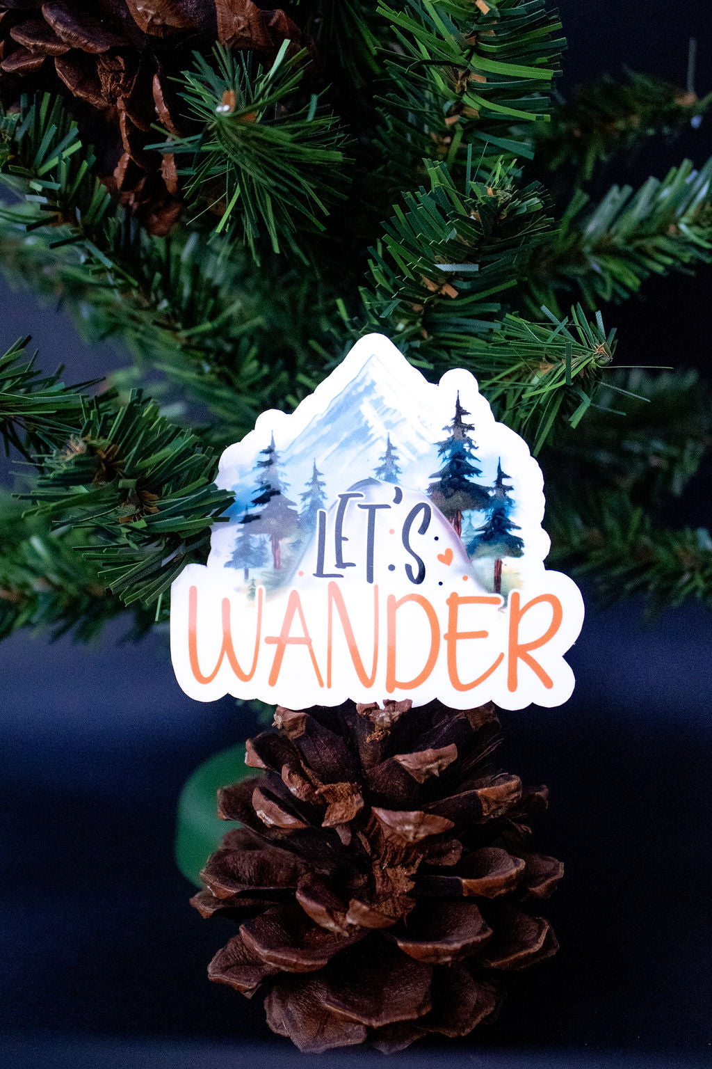 "Let's Wander", 3-Inch Camping/Outdoors Stickers - Water Resistant, Vinyl