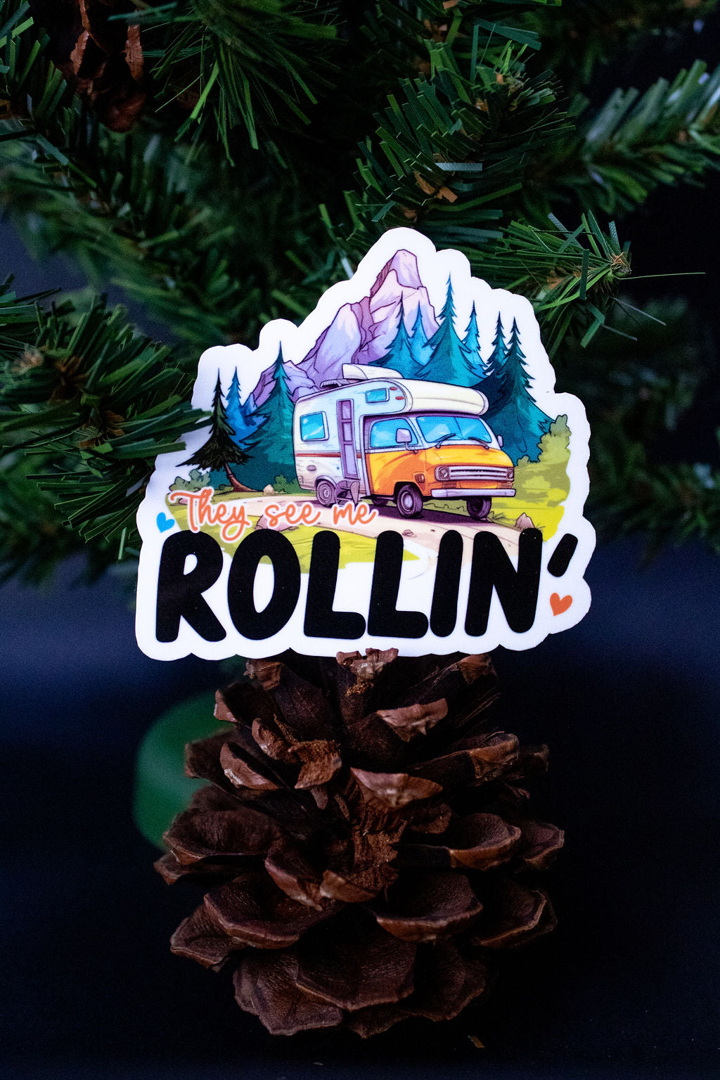 "They See Me Rollin'", 3-Inch Camping/Outdoors Stickers - Water Resistant, Vinyl