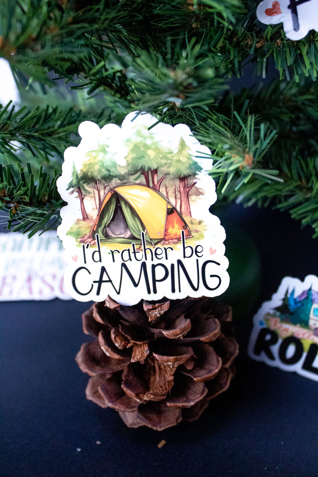 "I'd Rather Be Camping", 3-Inch Camping/Outdoors Stickers - Water Resistant, Vinyl