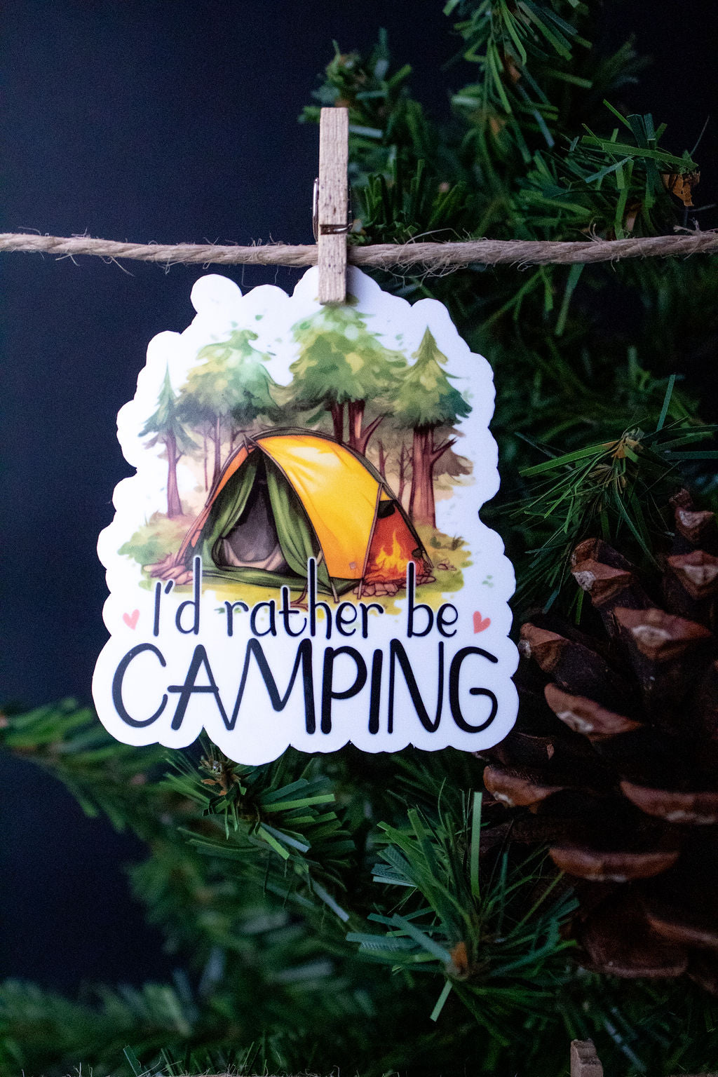 "I'd Rather Be Camping", 3-Inch Camping/Outdoors Stickers - Water Resistant, Vinyl