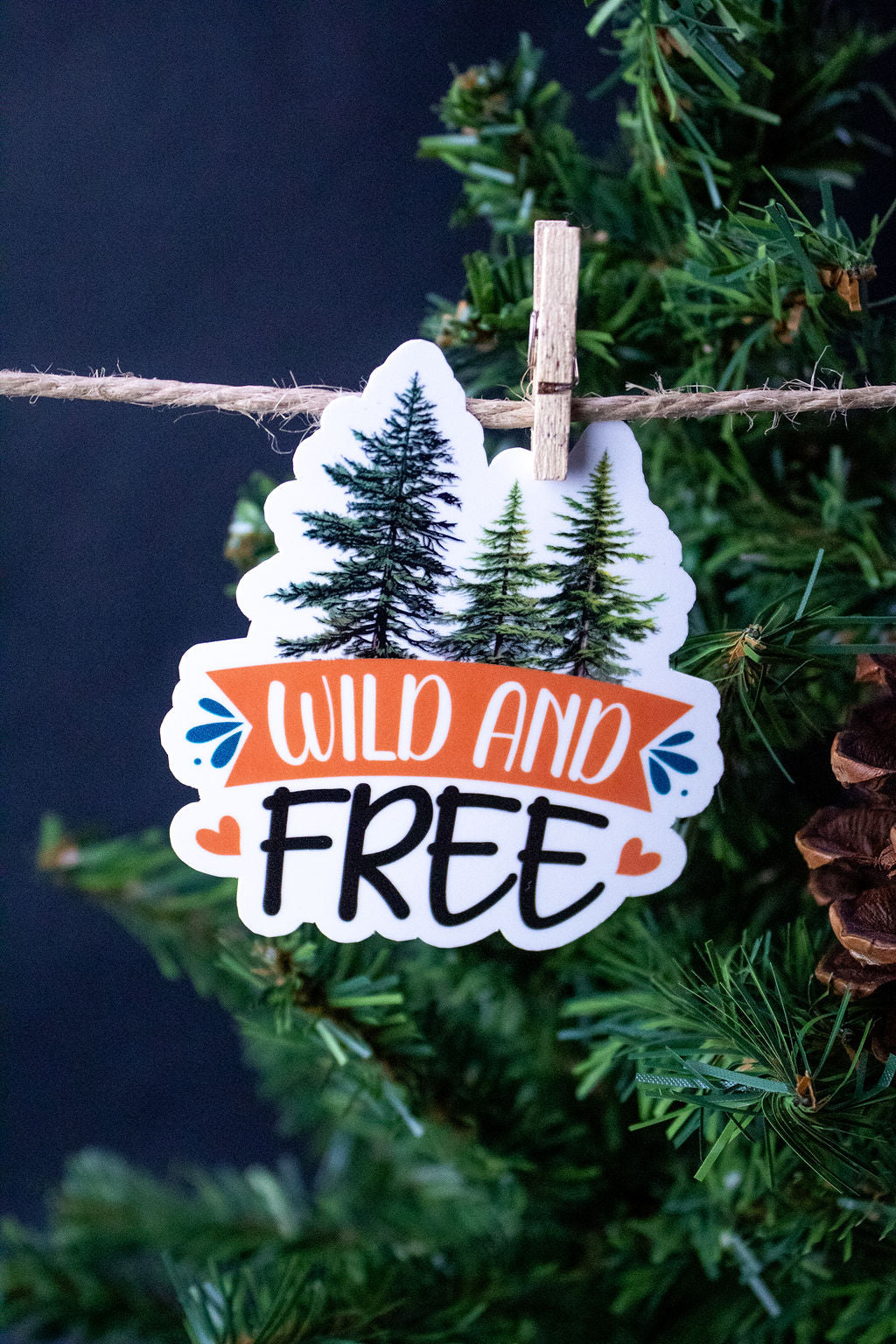 "Wild and Free", 3-Inch Camping/Outdoors Stickers - Water Resistant, Vinyl