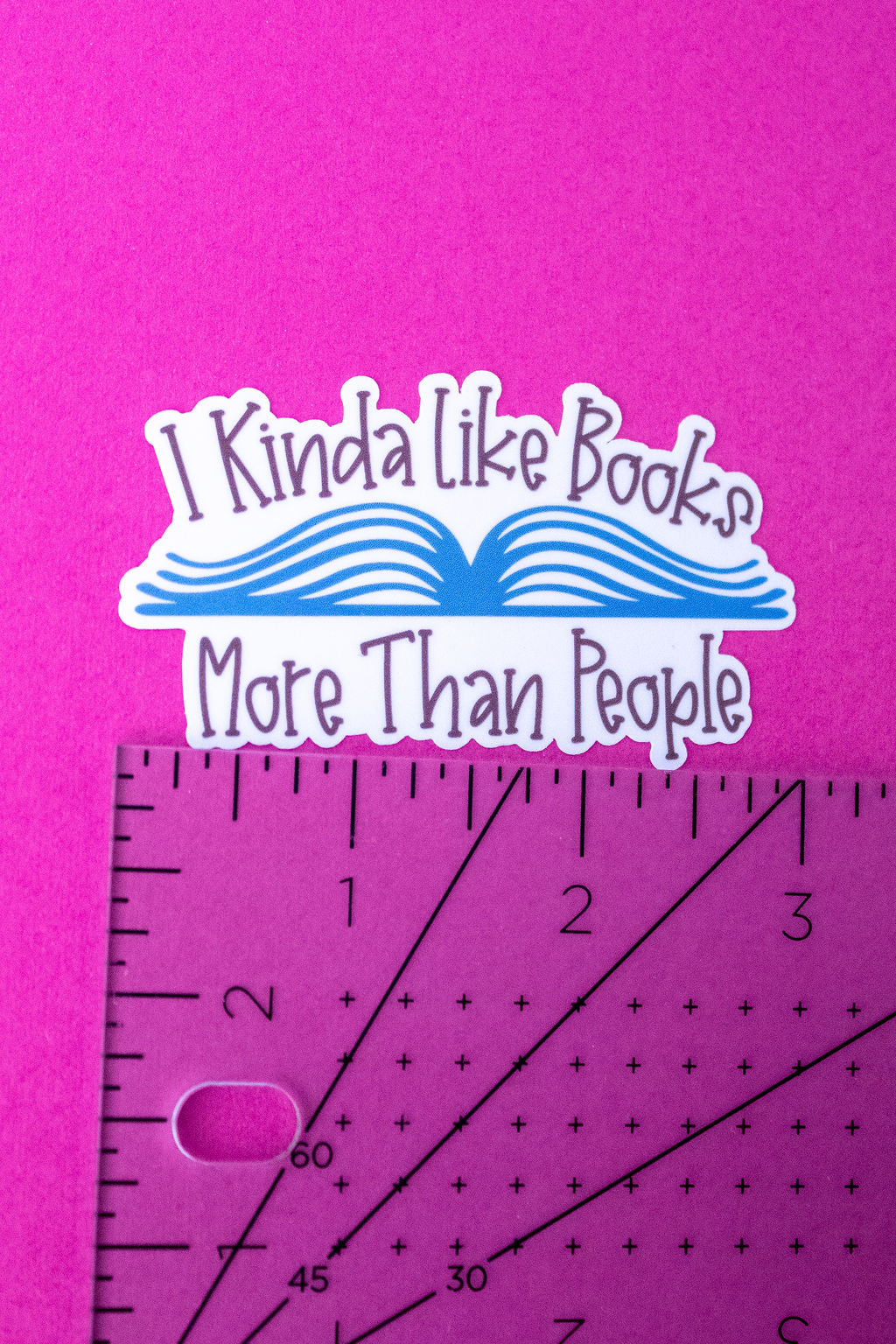 "I Kinda Like Books More Than People", 3-Inch Book Lovers Stickers - Water Resistant, Vinyl