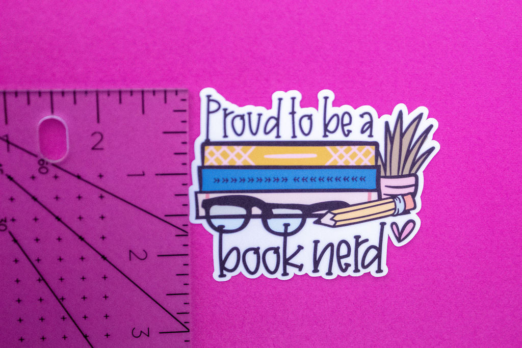 "Proud To Be A Book Nerd", 3-Inch Book Lovers Stickers - Water Resistant, Vinyl