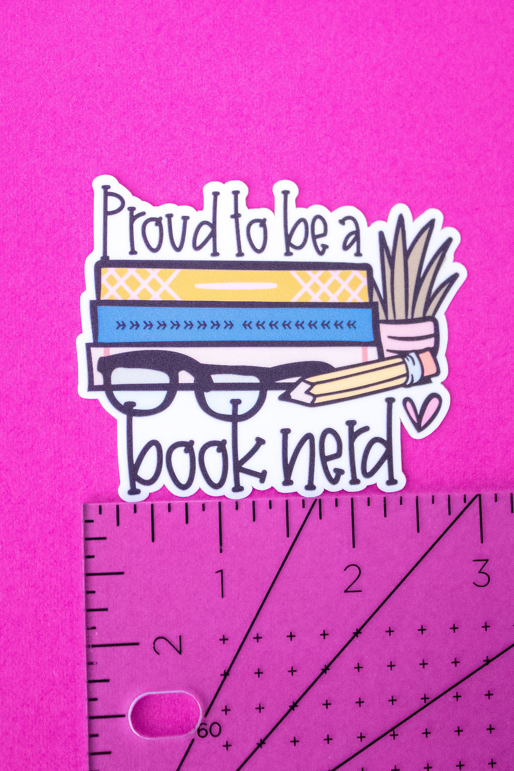 "Proud To Be A Book Nerd", 3-Inch Book Lovers Stickers - Water Resistant, Vinyl