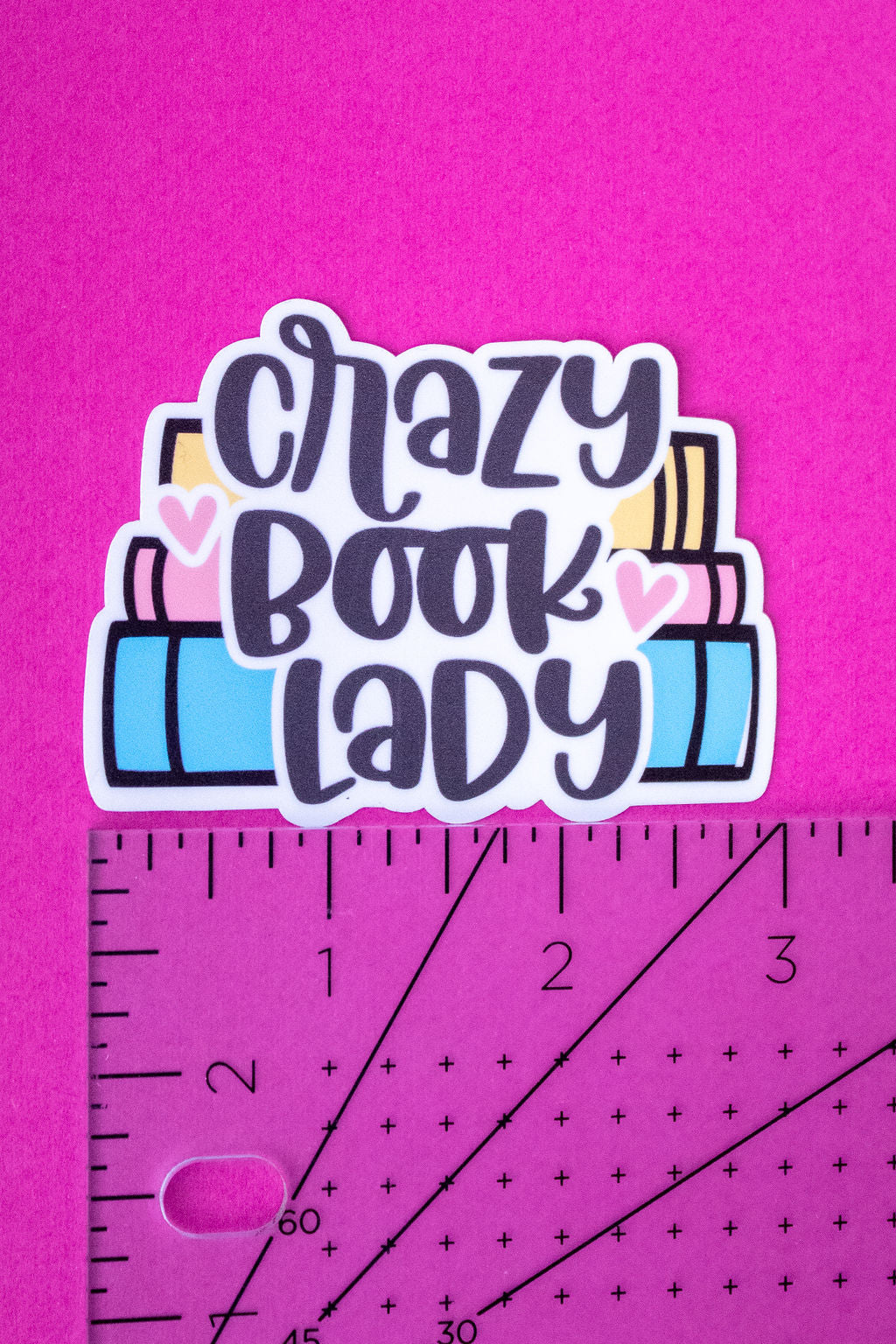 "Crazy Book Lady", 3-Inch Book Lovers Stickers - Water Resistant, Vinyl