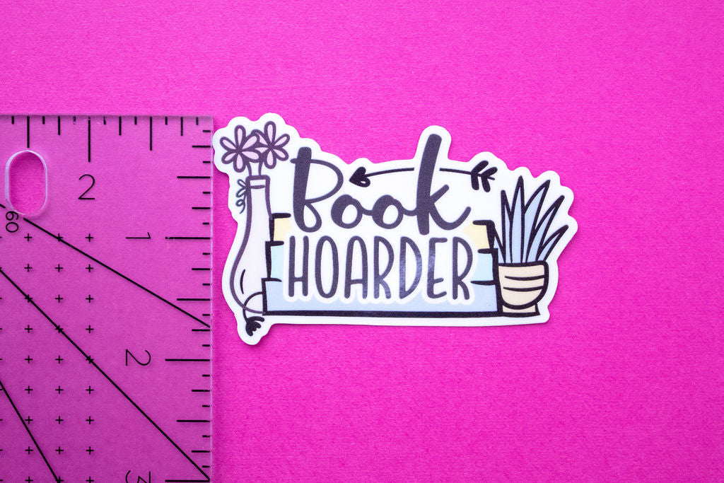 "Book Hoarder", 3-Inch Book Lovers Stickers - Water Resistant, Vinyl