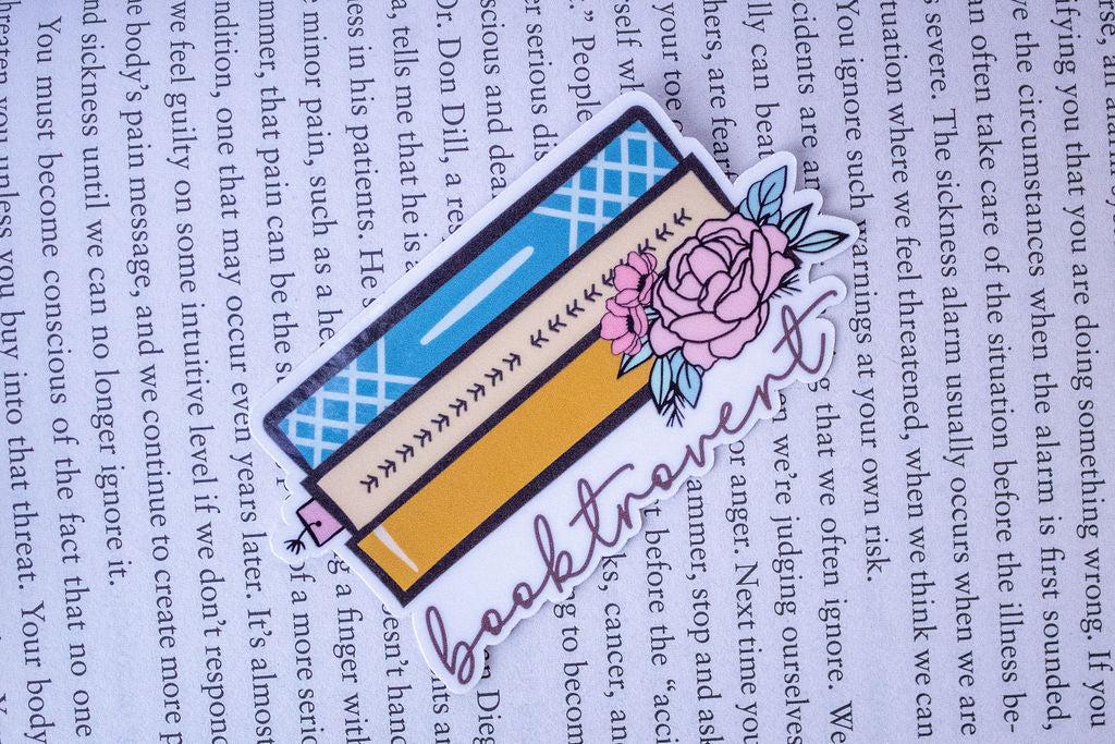 "Booktrovert", 3-Inch Book Lovers Stickers - Water Resistant, Vinyl