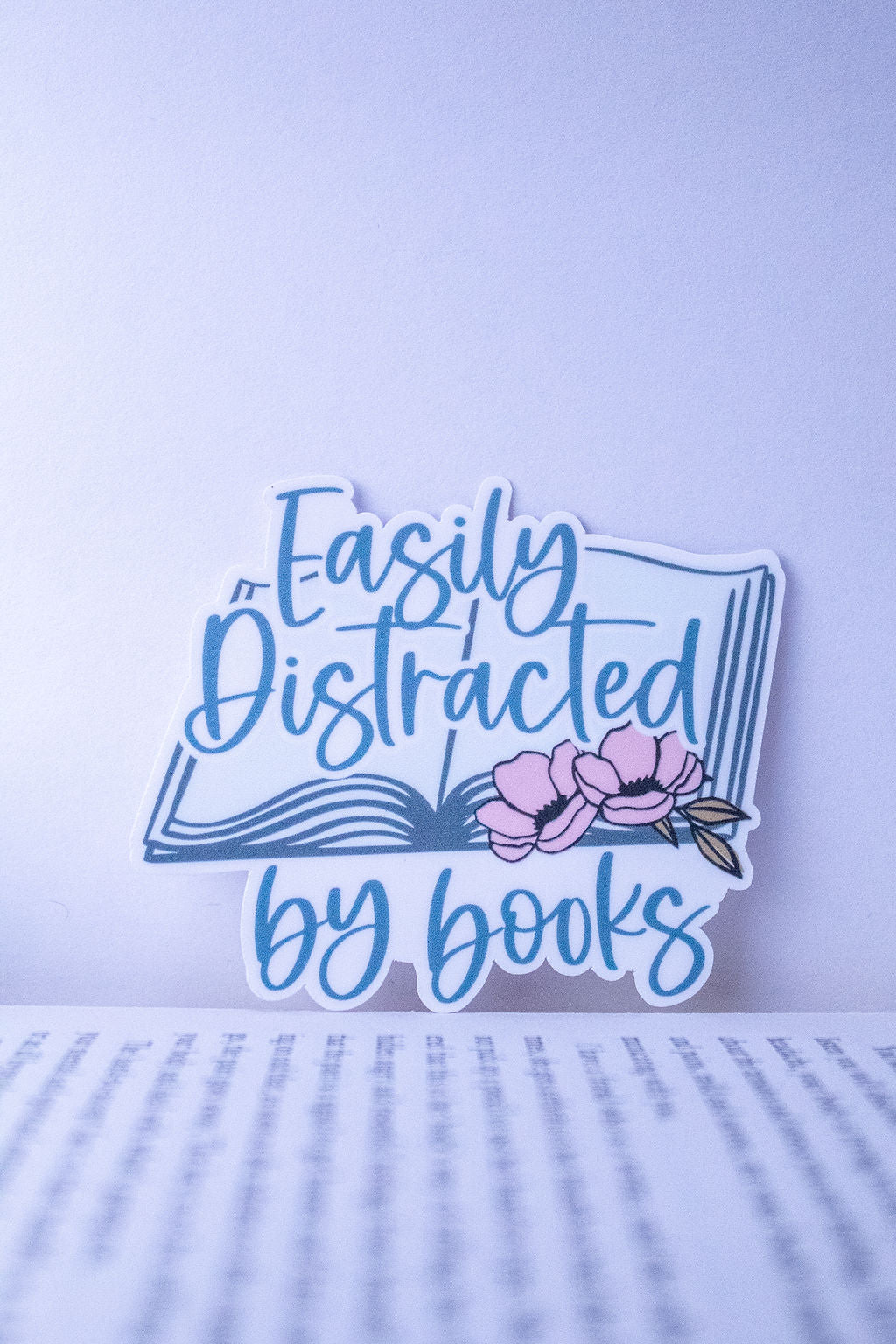 "Easily Distracted By Books", 3-Inch Book Lovers Stickers - Water Resistant, Vinyl