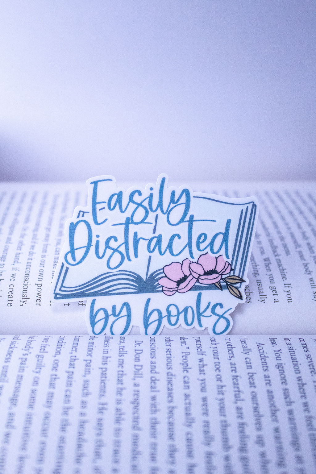 "Easily Distracted By Books", 3-Inch Book Lovers Stickers - Water Resistant, Vinyl