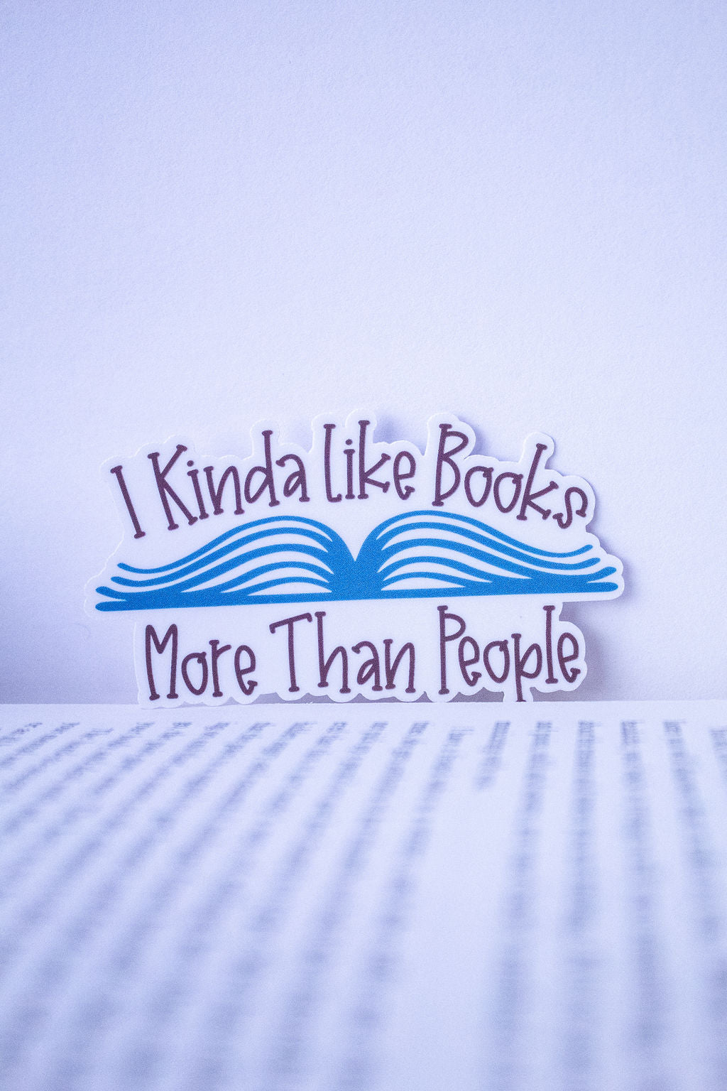 "I Kinda Like Books More Than People", 3-Inch Book Lovers Stickers - Water Resistant, Vinyl