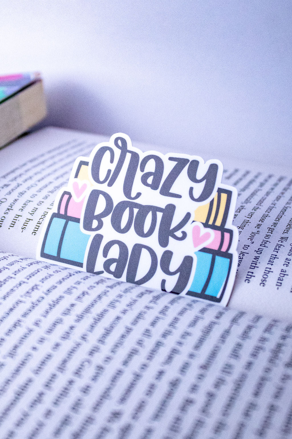 "Crazy Book Lady", 3-Inch Book Lovers Stickers - Water Resistant, Vinyl
