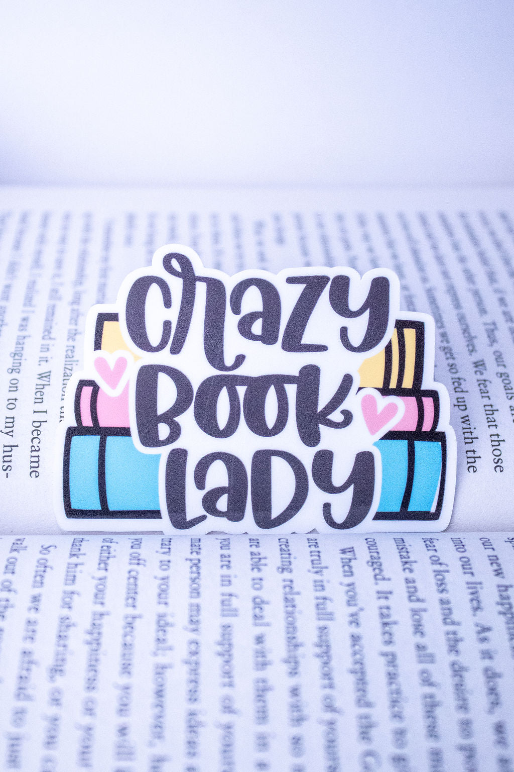 "Crazy Book Lady", 3-Inch Book Lovers Stickers - Water Resistant, Vinyl