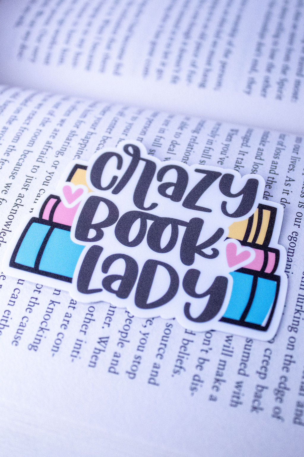 "Crazy Book Lady", 3-Inch Book Lovers Stickers - Water Resistant, Vinyl