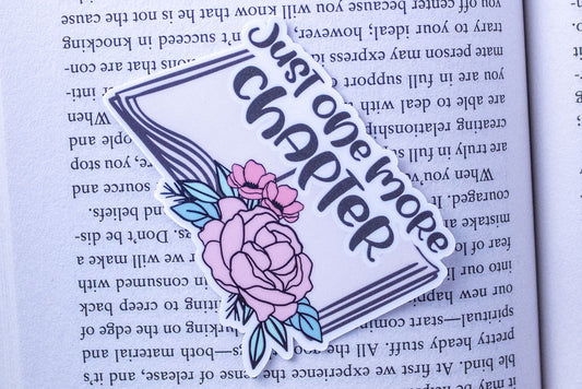 "Just One More Chapter", 3-Inch Book Lovers Stickers - Water Resistant, Vinyl