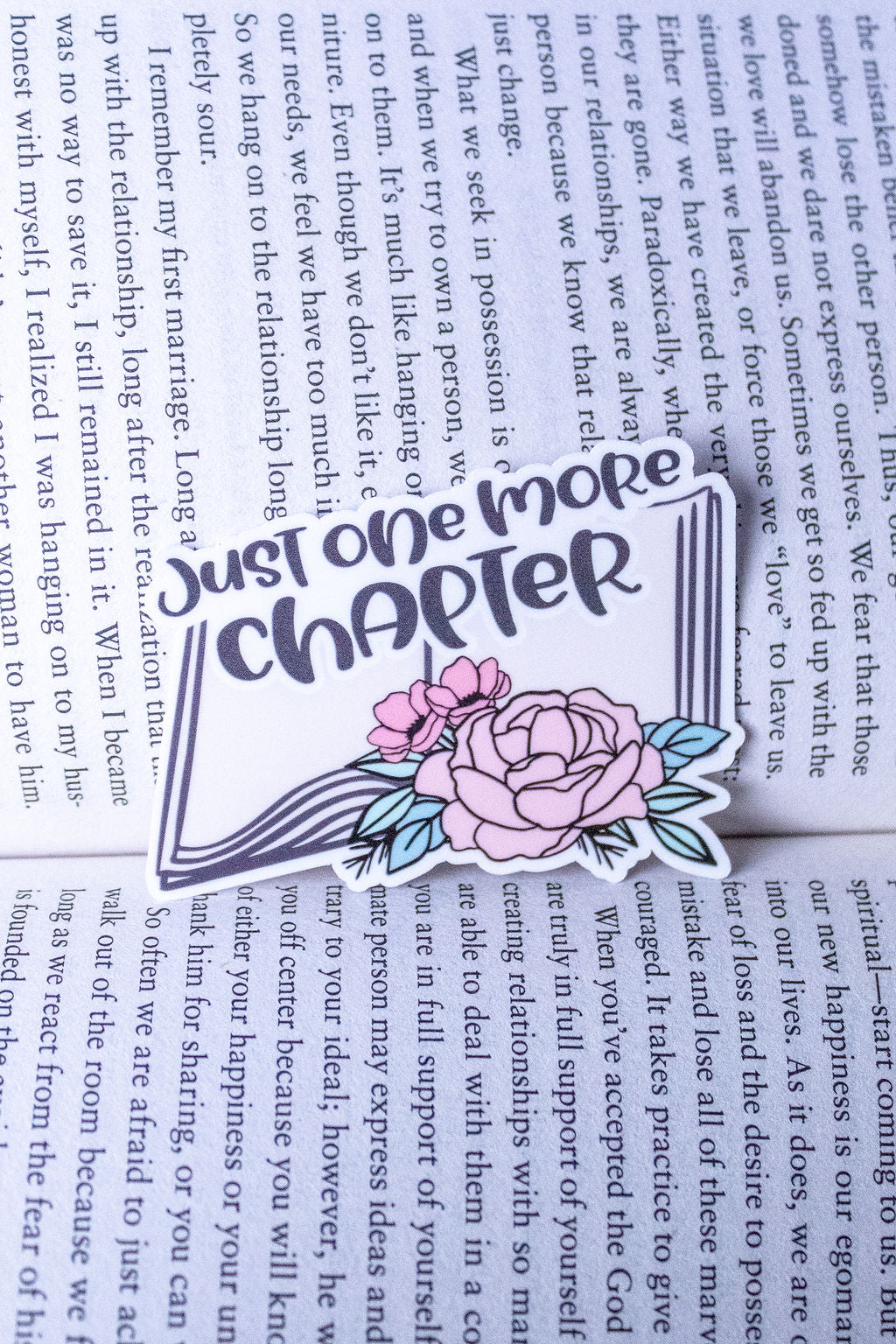 "Just One More Chapter", 3-Inch Book Lovers Stickers - Water Resistant, Vinyl
