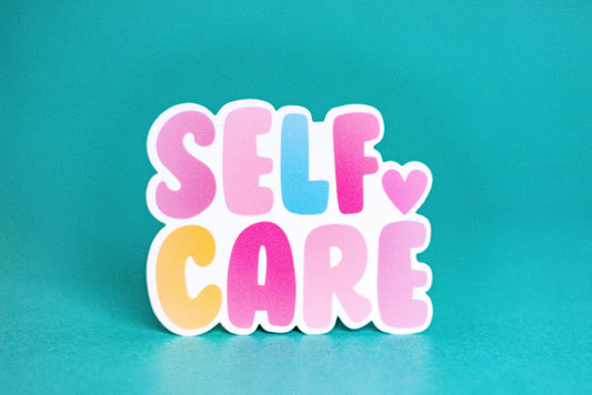 "Self Care", 3-Inch Mental Health Stickers - Water Resistant