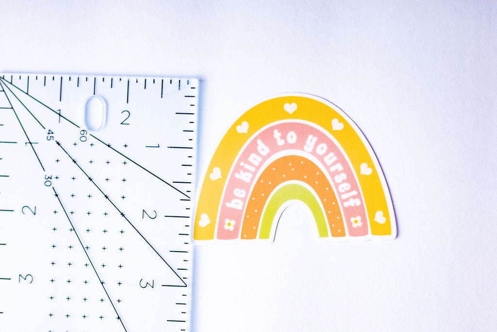 "Be Kind To Yourself", 3-Inch Mental Health Stickers - Water Resistant