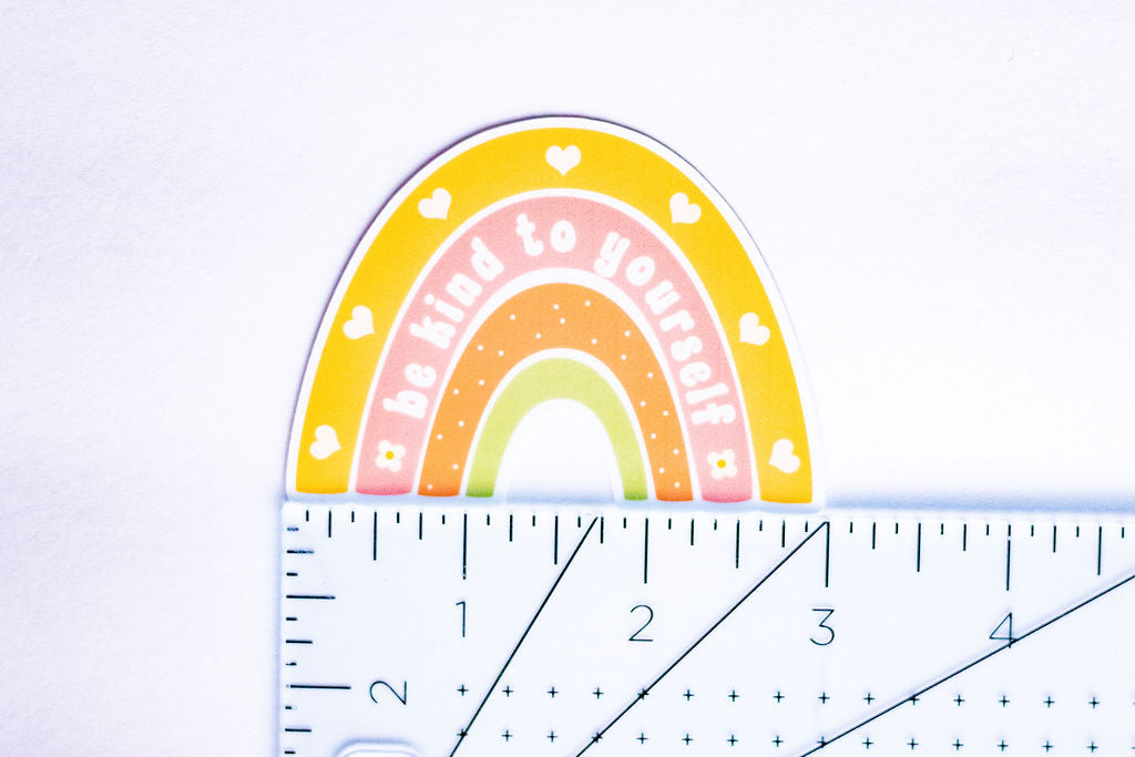 "Be Kind To Yourself", 3-Inch Mental Health Stickers - Water Resistant