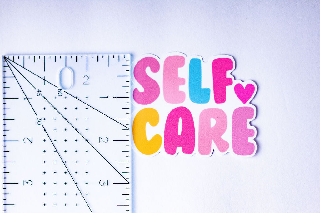 "Self Care", 3-Inch Mental Health Stickers - Water Resistant