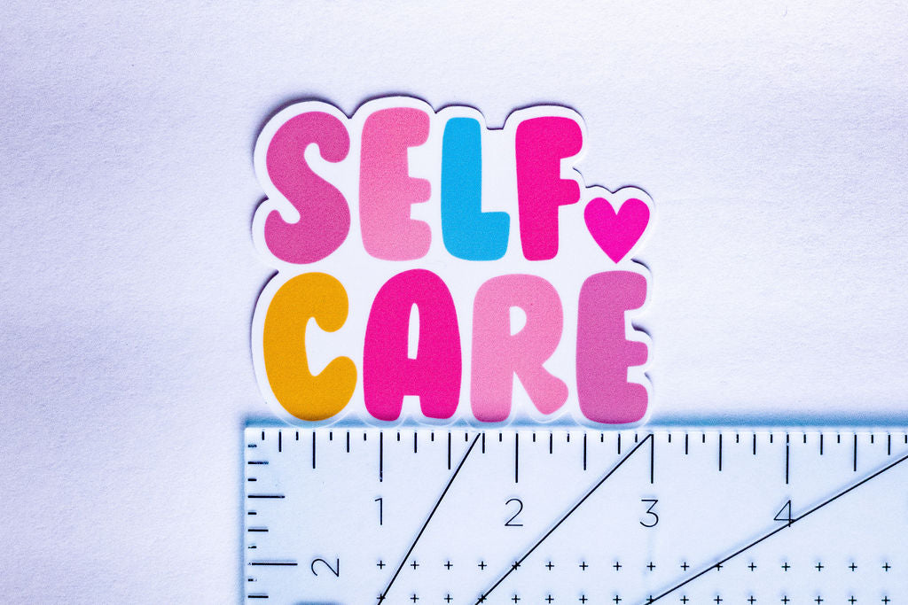 "Self Care", 3-Inch Mental Health Stickers - Water Resistant