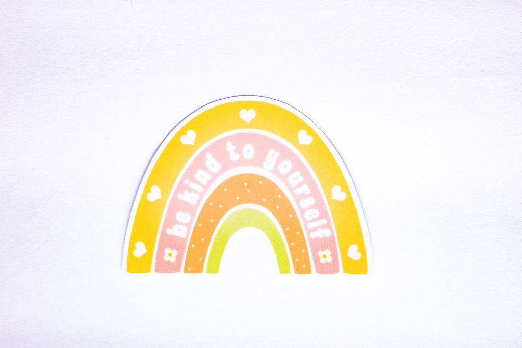 "Be Kind To Yourself", 3-Inch Mental Health Stickers - Water Resistant