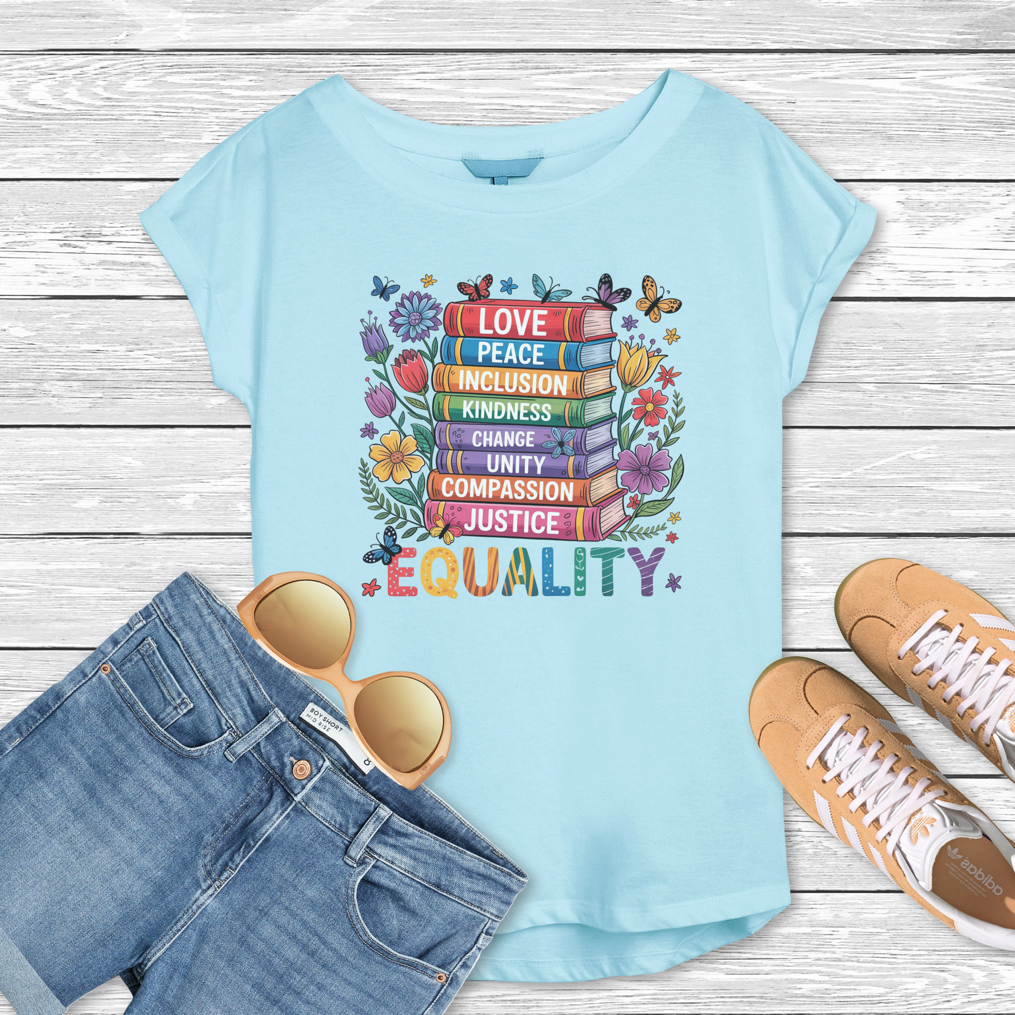 Read with Pride – Book Stack Equality Tee
