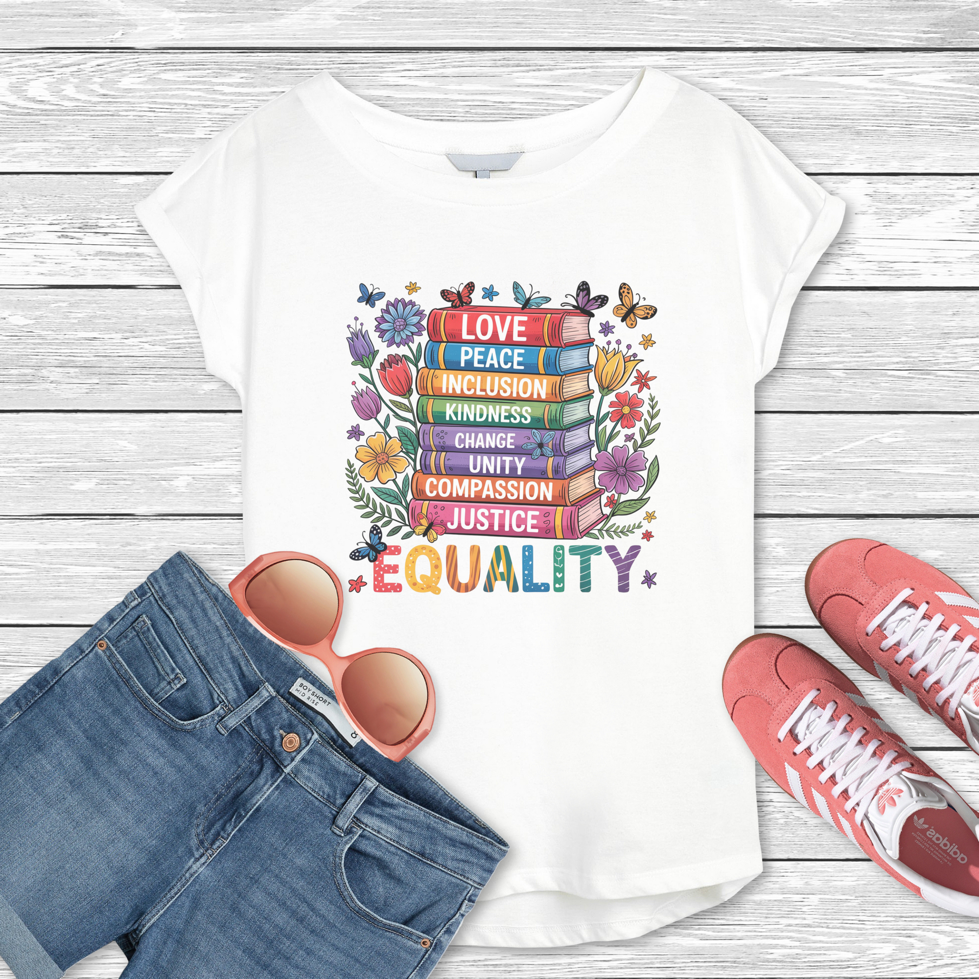 Read with Pride – Book Stack Equality Tee